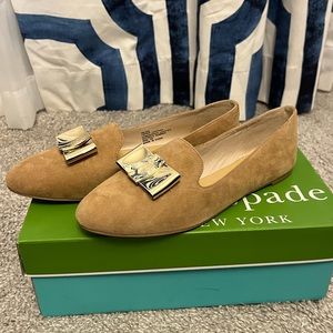 Nude/neutral suede Kate Spade Silina bow flats.  Size 7.  New with tags.